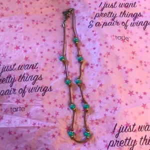 Leather necklace with turquoise beads (14”)